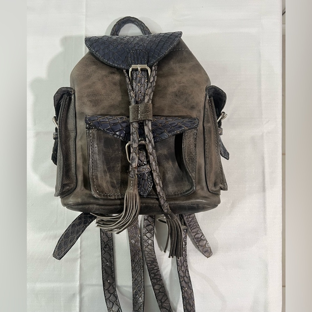 Freebird By Steven Brett Stone Snake Leather Backpack - Picture 1 of 11